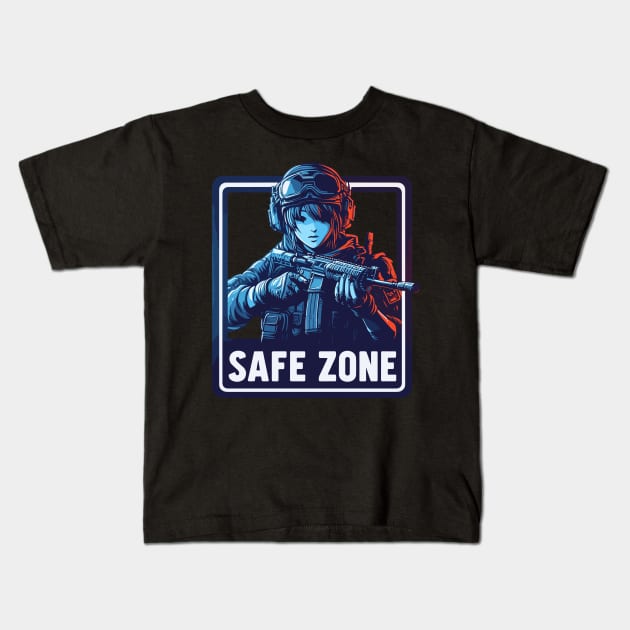 Safe zone special forces club firearm Kids T-Shirt by TomFrontierArt